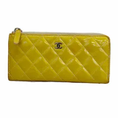 【6ba0287-k】シャネル 長財布 マトラッセ パテントレザー ベージュ シルバー金具【中古】レディース