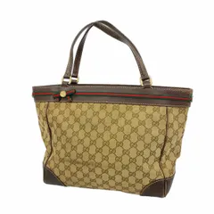 【6ba1493】グッチ トートバッグ GGキャンバス/シェリーライン 257061 キャンバス ベージュ ブラウン シャンパンゴールド金具【中古】レディース