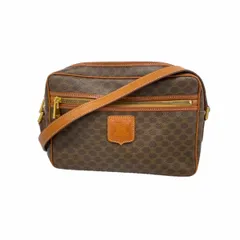 【6ba1510】セリーヌ ショルダーバッグ マカダム PVC ブラウン ゴールド金具【中古】レディース