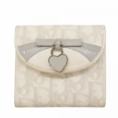 【6bb1629】クリスチャンディオール 財布 トロッター PVC ホワイト グレー シルバー金具【中古】レディース