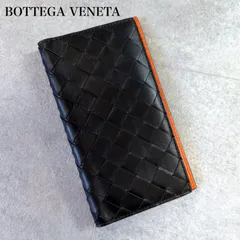 BOTTEGA VENETA ボッテガヴェネタ マキシイントレチャート 長財布 レザー ブラック オレンジ バイカラー 札入れ　a9