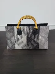 バンブーハンドル　ハンドバッグ  着物  手提げバッグ　和装用バッグ 着物 小紋