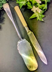 イギリス アンティーク シルバープレート ケーキナイフ ケーキサーバー セット