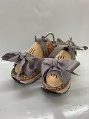 merry jenny メリージェニー リボン ラメ 厚底 サンダル グレー ■■ レディース