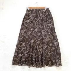 ロングスカート ペイズリー柄　フレア L 11号 裏地付き 総柄