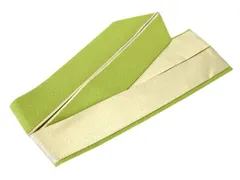 着物美人 送料込み 重ね襟 正絹 伊達襟 重ね衿 掛け襟 襟 振袖重ね襟 成人式重ね襟 重ね襟黄緑 成人式 結婚式 入学 卒業式 振袖 訪問着 附下 色無地 着物 4way 【 黄緑 緑 金 両面 】m339051-2E11