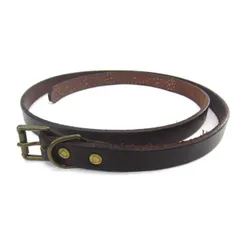 HTC ターコイズ ブラスフラワースタッズ ナロー ダークブラウンレザー ベルト ∠UA12548