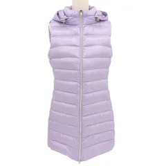 極美品▲Herno ヘルノ ICONICO イコニコ 2023年製 PI0329DIC SERENA セレナ ダブルジップ ロゴ金具・フード付き ロングダウンベスト パープル 42 正規品 レディース