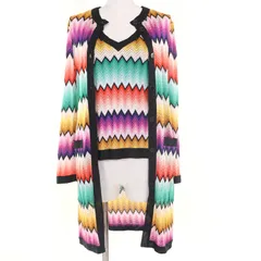 極美品☆Missoni ミッソーニ 長袖ニット カーディガン ノースリーブトップス アンサンブル マルチカラー 40 イタリア製 正規品 レディース