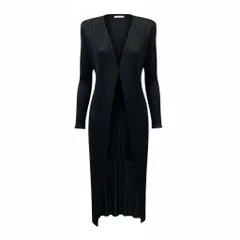 64b11【美品】PLEATS PLEASE プリーツプリーズ プリーツロングカーディガン ロングコートカーディガン PP61-JG605 2サイズ ブラック ポリエステル100％ レディース 女性用k02iのサムネイル