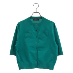 【美品】  CABaN / キャバン | ファインポリエステル ハーフスリーブポケットカーディガン | S | グリーン | レディース