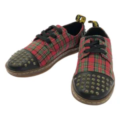 【美品】  Dr.Martens / ドクターマーチン | タータンチェック スタッズ レースアップ シューズ | UK3 | ブラック/レッド系 | レディース