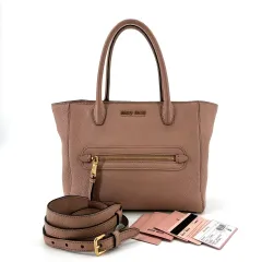 ミュウミュウ マドラスチェック フロントジッパー トートバッグ 兼 ショルダーバッグ 5BG137