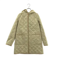 【美品】  BLACK LABEL CRESTBRIDGE / ブラックレーベル・クレストブリッジ | キルティング ロゴボタン コート フーディ / 総柄裏地 | 38 | ベージュ | レディース