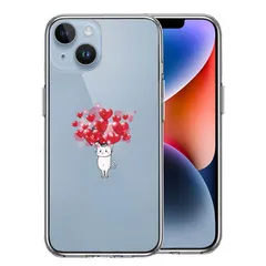 iPhone14Plus ケース クリア 猫 ネコ にゃんこ ハート いっぱい スマホケース 側面ソフト 背面ハード ハイブリッド 