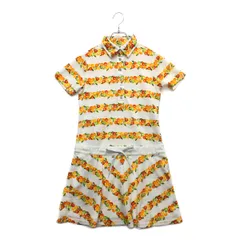 中古 レディース キャロウェイ Callaway ワンピース M 白×オレンジ系 半袖 裏地付 フルーツ柄 ボーダー