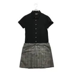 中古 レディース カッパゴルフ KAPPA GOLF ワンピース M 黒×グレー ブラック 半袖 グレンチェック