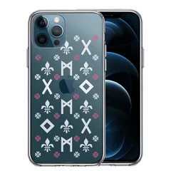 iPhone12Pro ケース クリア ルーン 文字 ピンク スマホケース 側面ソフト 背面ハード ハイブリッド 