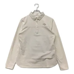 中古 レディース キャロウェイ Callaway 長袖ポロシャツ L 白 ホワイト 裏起毛 秋冬