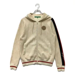 中古 レディース トミーヒルフィガーゴルフ TOMMY HILFIGER GOLF ニットアウター M オフホワイト ダブルジップ ロゴ総柄