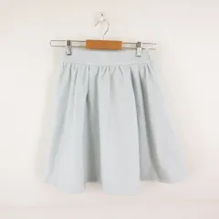 アースミュージック&エコロジー EARTH MUSIC & ECOLOGY シャギータックギャザースカート ミニ サックス 水色 F *T885