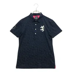 中古 メンズ アドミラルゴルフ Admiral Golf 半袖ポロシャツ M 紺×ネイビー 総柄