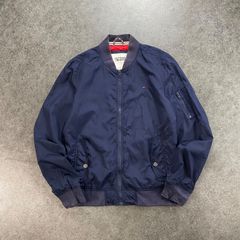TOMMY HILFIGER トミーヒルフィガー MA-1 フライトジャケット ボンバージャケット ジップアップ ブルゾン ロゴ刺繍 ネイビー 紺 メンズ