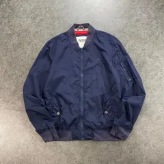TOMMY HILFIGER トミーヒルフィガー MA-1 フライトジャケット ボンバージャケット ジップアップ ブルゾン ロゴ刺繍 ネイビー 紺 メンズ
