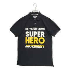 中古 メンズ ジャックバニー Jack Bunny!! 半袖ポロシャツ 4(M) 黒 ブラック プリント柄