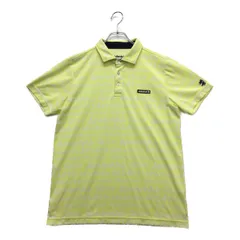 中古 メンズ アドミラルゴルフ Admiral Golf 半袖ポロシャツ L 黄色 ストライプ 総柄
