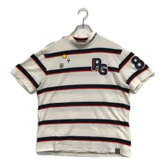 中古 メンズ パーリーゲイツ PEARLY GATES 半袖シャツ 6(LL) 白  モックネック ボーダー