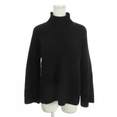 23区 オンワード樫山 リブニット セーター ウール 38 黒 ブラック ハイネック 長袖 ワイドスリーブ /MN6 ■GY58