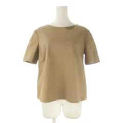 セオリー Theory シャツ ブラウス S 茶 ブラウン 無地 ボートネック 半袖 /CK37 ■GY58