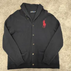 POLO RALPH LAUREN ポロラルフローレン  【サイズ】  XL　ショールカラーカーディガン　NAVY　ネイビー　ビッグポニー　メンズ　中古　古着
