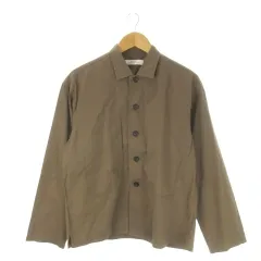 グリーンレーベルリラクシング ユナイテッドアローズ green label relaxing シャツ 麻 リネン ジャケット S 茶 ブラウン 無地 レギュラーカラー 長袖 /CK6 ■GY58