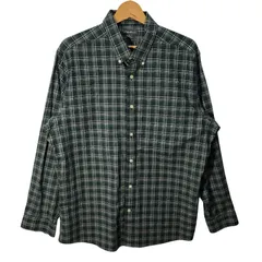 Eddie Bauer エディーバウアー チェック柄 長袖 シャツ ボタンダウン インドネシア製 Lサイズ グリーン