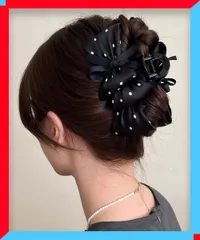 新品 ヘアクリップドット柄リボンバンスクリップ おしゃれ 雑貨 女子会 ヘアアレンジグッズ 誕生日 プレゼント【送料無料】