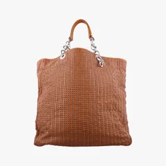 クリスチャンディオールChristian Diorソフト レディディオール カナージュ イントレチャート トート ブラウン ラムスキン 01-RU-0078