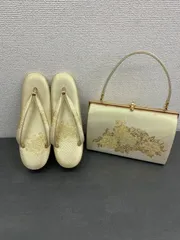 和装用　草履とバッグ　金色
