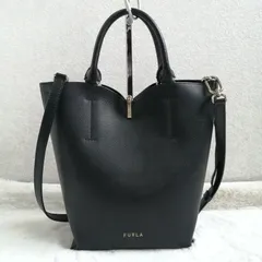 フルラ バゲット リボン ショルダーバッグ トートバッグ ハンド FURLA Ribbon  Sブラック 2way レザー 黒 RIBBON HOBO ホーボー