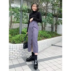 美品　MURUA　ムルーア　ボタンスリット　タイトスカート　千鳥柄　ウール　S