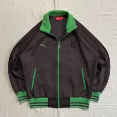 希少　00s　archive　アーカイブ古着　OLD PUMA　プーマ　ヒットユニオン　日本製　トラックジャケット　ハイネックジャージ　フルジップアップ　ピューマロゴ刺繍　エンブレム　ライン　ブラウン×グリーン　Oサイズ　一点物　Y2K　C-BOY　ストリート