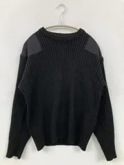 ニット/セーター M ブラック ニット 無地 ミドル丈 長袖 クルーネック(丸首)