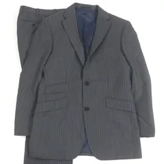 極美品□BURBERRY BLACK LABEL バーバリーブラックレーベル スーパー100sウール使用 ストライプ柄 シングルスーツ グレー 36 90-74-165 日本製 正規品 メンズ