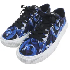 未使用品▼VERSACE ヴェルサーチ バロッコ グレカ キャンバス レースアップ ローカットスニーカー ブルー 39 箱・保存袋付き イタリア製 メンズ