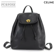 美品 セリーヌ CELINE バックパック リュックサック レザー ブラック ゴールド 金具 ヴィンテージ Backpack 90307847のサムネイル