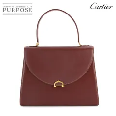 美品 カルティエ Cartier マストライン ハンド バッグ レザー ボルドー ゴールド 金具 Must Hand Bag 90311149