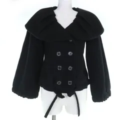 美品☆LOUIS VUITTON ルイヴィトン ウール モヘア 裏地モノグラム ロゴボタン ジャケット ブラック 34 フランス製 正規品 レディース