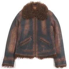 極美品□DOLCE&GABBANA ドルチェ＆ガッバーナ 黒タグ ラムファー ブルゾンジャケット レザージャケット ブラウン 46 イタリア製 正規品 メンズ