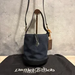 Daniel&Bob ダニエルアンドボブ CHARLOTTE（シャーロット）巾着 ショルダーバッグ ネイビー レザー キャンバス イタリア製 美品 保存袋付き メンズ レディース